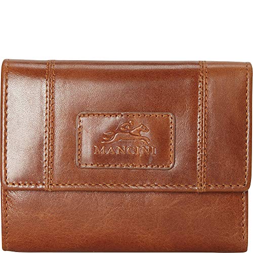 Mancini Leather Goods RFID Secure Small Clutch Wallet (Cognac)