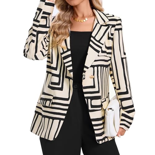 Women's Long Sleeve Notch Lapel Work Suit Blazers Open Front Causal Jacket Outwear with Pockets2