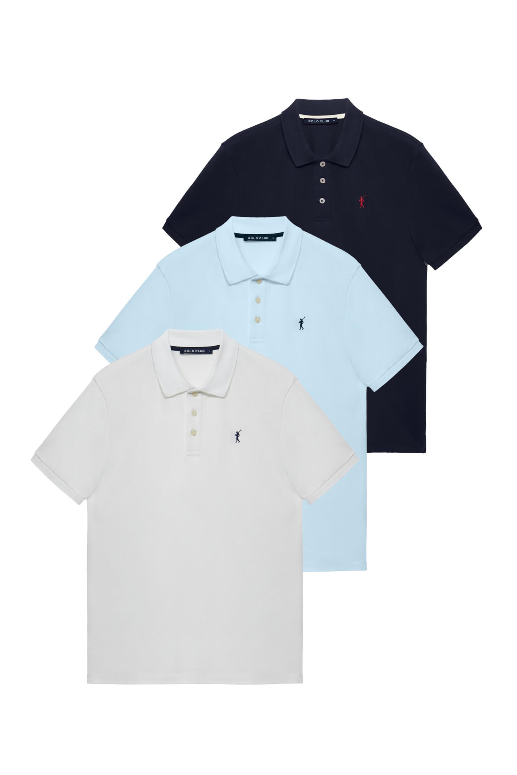 Polo Club Polo Manga Corta 100% Algodón - Logo Bordado de Hombre