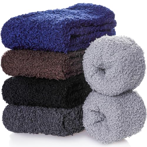 Image of CHOWISH Womens Fuzzy Slipper Socks Super Soft Microfiber Fluffy Cozy Winter Warm Fuzzy Crew Socks