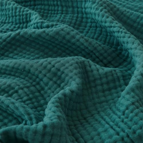 Image of EMME Muslin Blankets for Adults Throw Blanket for Couch Breathable Gauze Soft Lightweight Airy Dark Teal Throw XL 50 inch x 71 inch