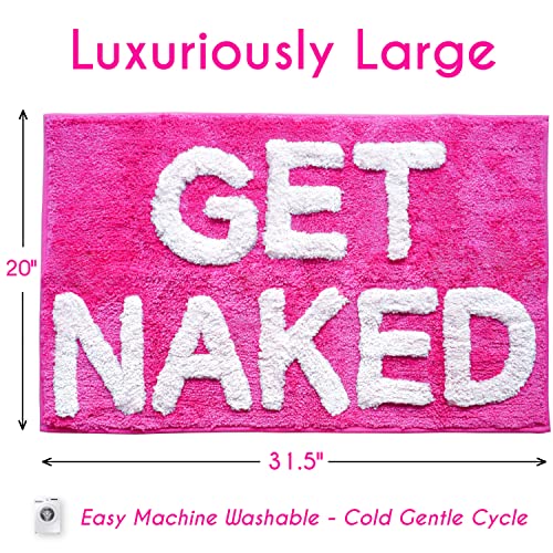 Get Naked Badematte, Hot Pink, lustig und niedlich, magentafarben, pfirsichfarben, dunkelrosa, Badezimmerteppich, Dusche… – Ansicht 3