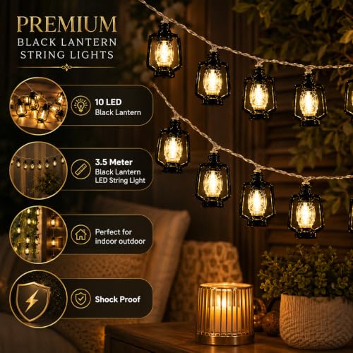 Image of One94Store 3 Meter 10 LED Lantern String Fairy Lights - Warm White Plug-in Decorative Lights for Home, Bedroom, Diwali, Christmas, Indoor & Outdoor Decoration, Festival Decor Lighting