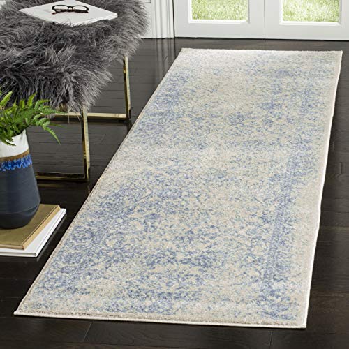Safavieh Distressed Rug for Living Room Dining Room, Bedroom - Adirondack Collection, Short Pile, in Ivory and Light Blue, 122 X 169 cm - Image 2