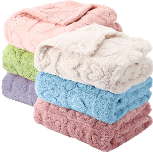 Image of Hahafelt 6 Pcs Baby Newborn Blanket 30x40'' Soft Checkered Heart Fleece Swaddles Infant Receiving Blankets Newborn Essential for Nursery Crib Stroller
