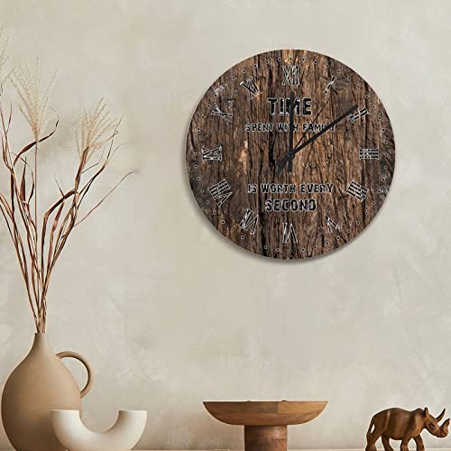 Grande horloge murale design marron en bois de 38cm pour chambre et séjour - 4