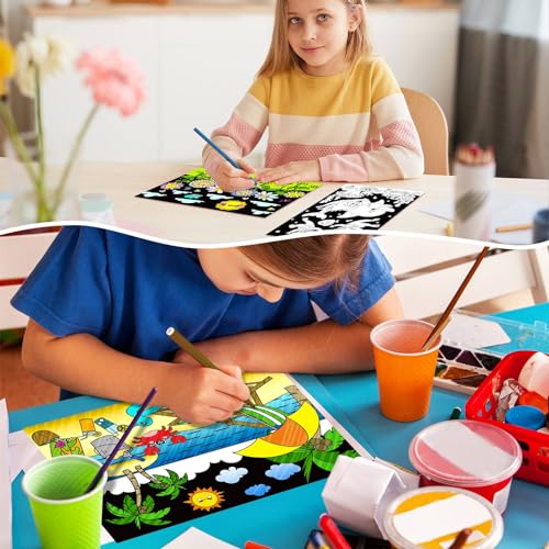 Zhanmai 30 Pcs Color Your Own Summer Posters, 10 Designs DIY Happy Summer Crafts Coloring Posters Bulk for Kids Holiday Party Activities Home Classroom Art Projects - Image 4