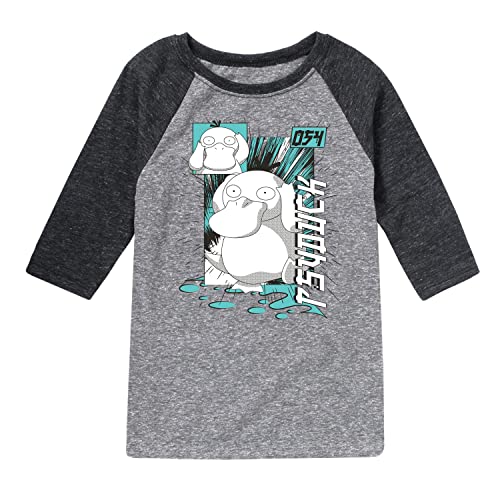 HYBRID APPAREL - Pokémon - Psyduck Anime - Youth Raglan Graphic T- Shirt