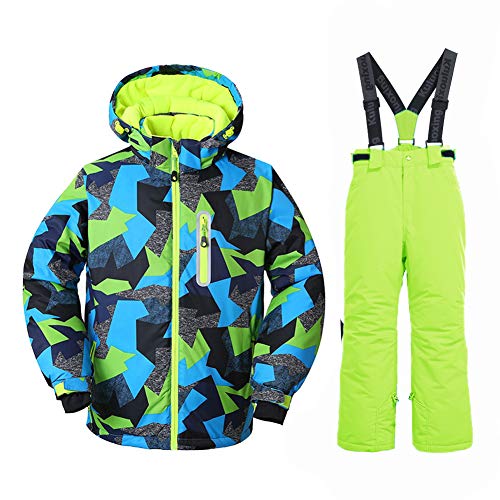HOTIAN Boys' Waterproof Windproof Ski Jacket and Pants Set