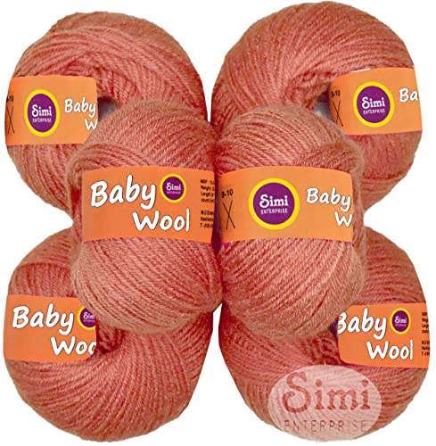 Image of 100% Acrylic Wool Salmon 6 Pc Baby Wool 4 ply Wool Ball Hand Knitting Wool /Art Craft Soft Fingering Crochet Hook Yarn-ZArt-HC