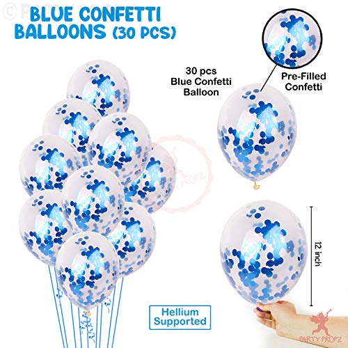 Image of Party Propz Rubber Blue Confetti Balloon - 30Pcs Blue Glitter Balloons For Decoration Kids, Adults|Confetti Balloons For Birthday, Anniversary, Bride To Be|Blue Sparkle Party Balloons for Decoration