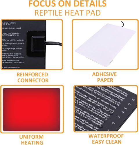 Image of Aiicioo Under Tank Heater Thermostat - Reptile Heating Pad with Temperature Control Reptile Heat Mat for Combo Set for Hermit Crab Lizard Terrarium 24W