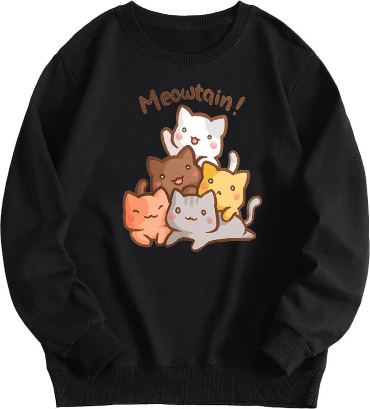 Cute Cat Sweatshirt Hoodie Men Women Casual Stylish Latest Black Lavender Pink White-image-16