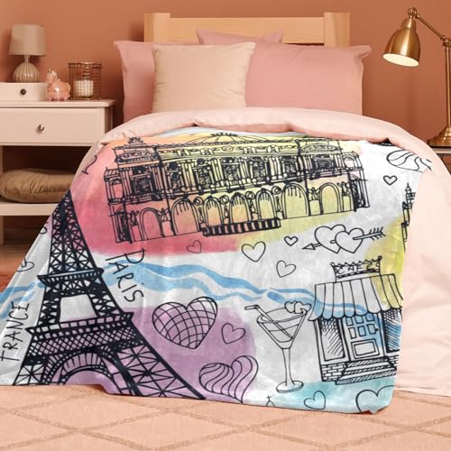 Plaid doux pour lits et chaises avec motif de tour vintage chic - 8