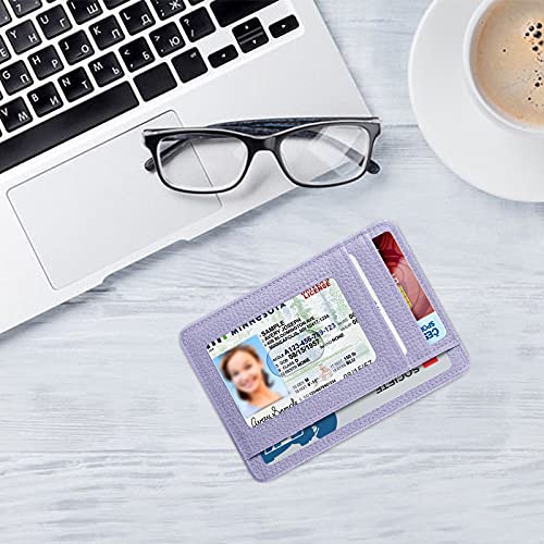 Image of FINTIE Slim Minimalist Front Pocket Wallet, RFID Blocking Credit Card Holder Card Cases with ID Window for Men Women (Lilac Purple)
