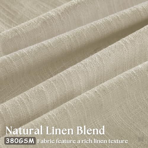 Image of TWODRAPES Linen Flax Curtains Pinch Pleated Linen Curtains 2 Panels Living Room Bedroom Memory Training Semi Sheer Pinch Pleat Farmhouse Beige Drapes Back Tab Light Filtering Window Curtain 40x102