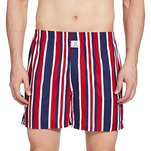 Image of Longies Men's Pure Cotton Boxers (Pack of 3) (LGBOXPO3388 Black,Mullti Stripe,Sky Blue3388 L)