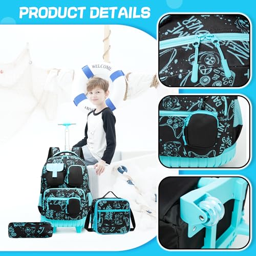 Meetbelify Mochila de rodinhas para meninas, meninos, com rodas, bagagem de mão para meninas e menin