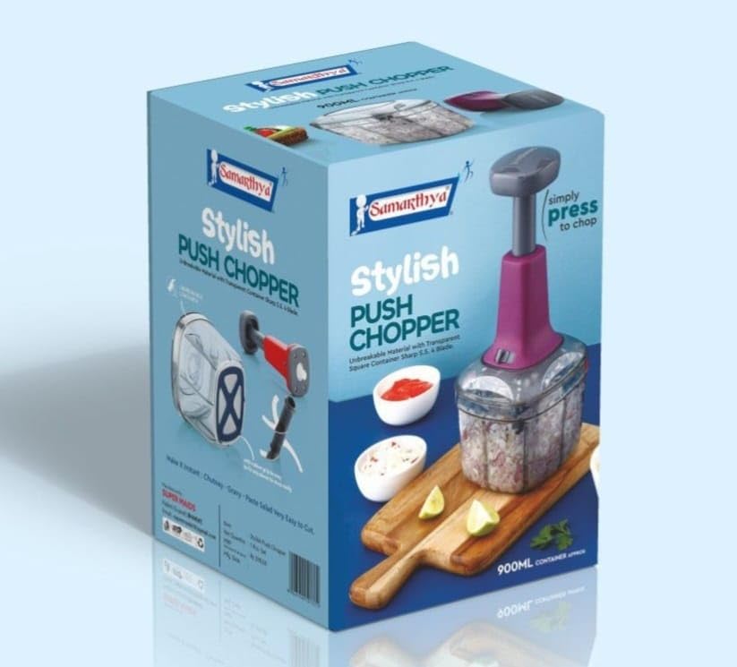 Kitchen Chopper for Kitchen use, Manual Vegetable Onion Cutter Machine, mini Hand Chopper Machine, Push Chopper with 4 Blades, Kitchen Accessories Items 900 - ML (1000ML Push)-image-5
