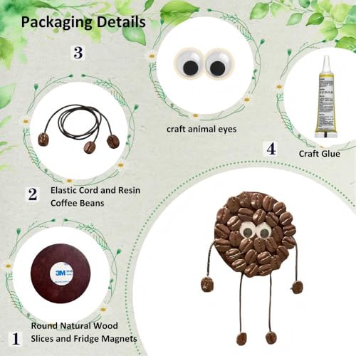 DIY Craft Kit-Eco-Friendly Coffee Bean Cartoon Fridge Magnets - Handmade Wooden Magnetic Decor for Coffee Nooks, Home & Café (Adult-Oriented) - image 5