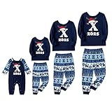DBMZV Pyjama Noel Pyjama Homme Reindeer Arbre de Noël 26 Lettres Pajamas de Famille Set R...