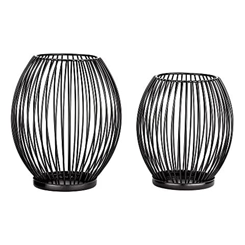 BigDean 2er Set Kerzenständer schwarz Metall Cover