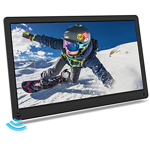 Marco Digital 15.6 Pulgadas con Sensor de Movimiento 1920 * 1080 IPS Pantalla Soporte Auto-Abierto/Apagado Despertador Calendario Marco Digital Foto Vídeo con Control Remoto – Negro
