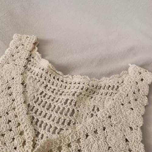 Image of NAIADES Women's Handmade Crochet Crop Top, Sleeveless Top for Women,Comfortable Fit