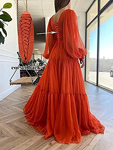Long Puffy Sleeve Prom Dress V Neck Empire Waist Ball Gown Tulle Formal Evening Gowns for Women Formal2
