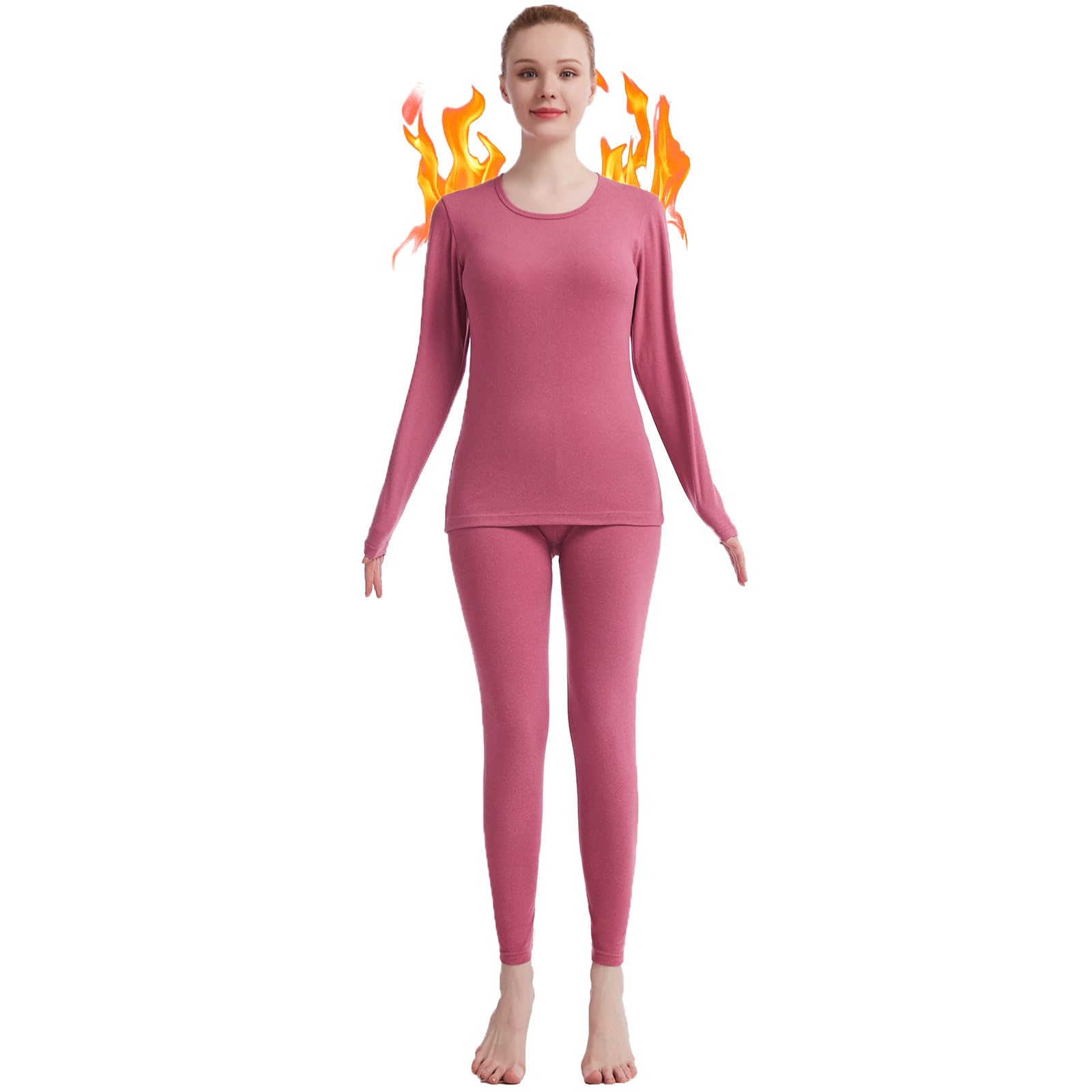 Thermal Underwear for Women Crew Neck Solid Ultra Soft Long John Sets Womens Long Underwear Moisture-Wicking Base Layer Gifts-image-31