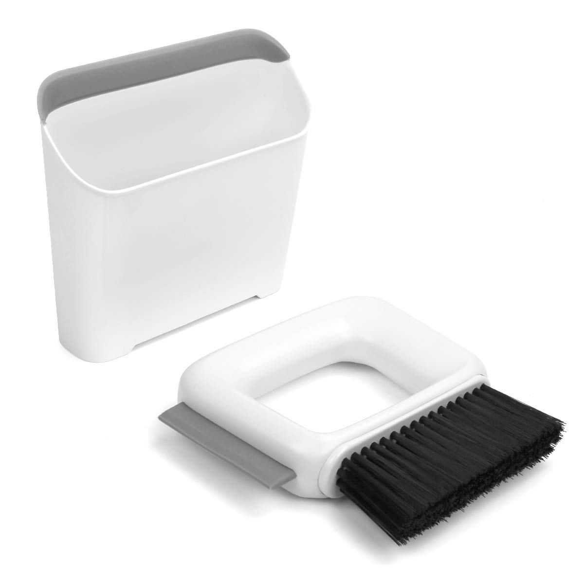 HonlibeyMini Dustpan and Broom Set, Small Hand Broom and Dust Pan, Counter Desktop Brush Cleaning Set Squeegee Broom with Rubber Edge for Kitchen, Kid’s Room, Office, Pet House (White)