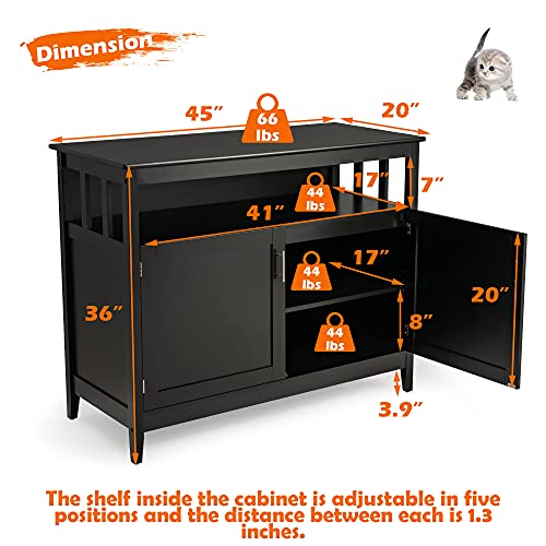 Loko Buffet Cabinet With Storage, Freestanding Kitchen Cabinet With Adjustable Shelf, Storage Sideboard Console Table, 45 X 20 X 36 Inches (Black) #TOP3