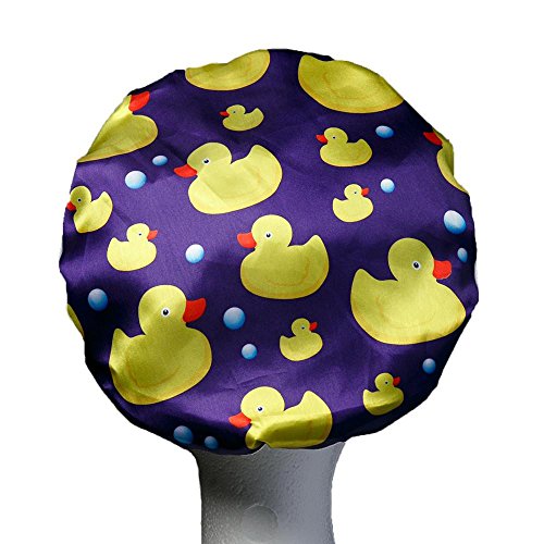 Shower Cap For Women Long Hair, Microfiber Lined Shower Caps Bath Hat by Dilly's Collections, Duck Design