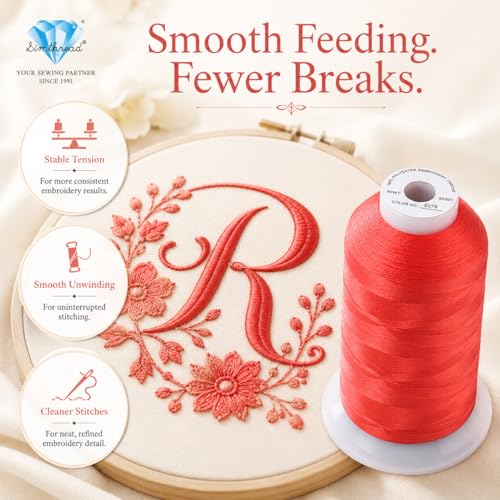 Image of Simthread 5500Yds /5000M 40WT Polyester Embroidery Thread Camation S079 | Large 5000M spool feeds smoothly for home and commercial embroidery machines.