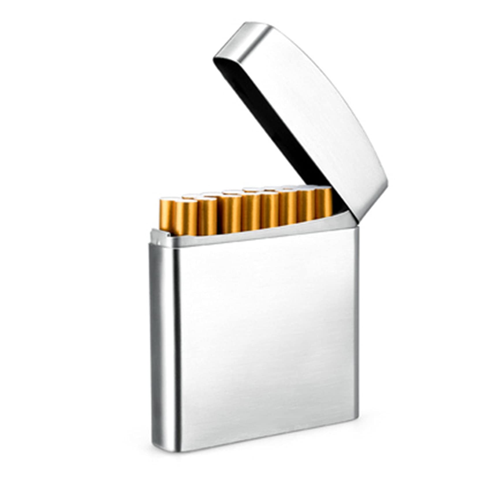 Etui na papierosy ze stali nierdzewnej， ultracienkie etui na papierosy z metalu， obudowa ze stali nierdzewnej， dwuwarstwowy， zapobiegający zakleszczeniom otwór，C-82 * 17 * 93mm