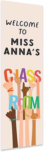 Miniatura 12 de Andaz Press Letrero de bienvenida vertical personalizado para el aula de 13 x 47 pulgadas para profesores, letreros de puerta de aula, letrero