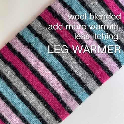Wool Blended Striped Leg Warmers Y2K for Women Winter, 24 Inch Thigh High Stockings Over the Knee Socks by Daisy&Dino3