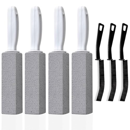 Kezidhp 4 Piedras Pómez + 3 Cepillos, Limpieza para Inodoro, Baño y Cocina, Limpia Manchas Difíciles, No Daña la Cerámica, Limpiador de Piedra Pómez para Superficies Duradero