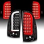 AmeriLite for 2005-2015 Toyota Tacoma Pickup C-Type LED Tube Black Tail Light Assembly Set - Driver and Passenger Side