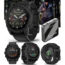 Garmin Tactix 8 51mm Solar Charged Display, Titanium Bezel, Sapphire Lens, Premium Tactical GPS Smartwatch, Includes Applied Ballistics Ultralight Solver, 40M Dive Rating w/Wearable4U PowerBank Bundle