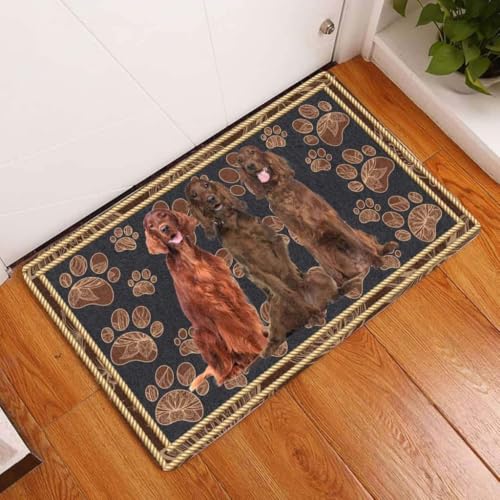 ���փ}�b�g �A�C���b�V���Z�b�^�[�̉Ԃ̑��� - �� 50×80cm doormat Irish Setter Floral Paw - Dog