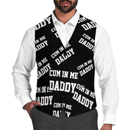 Cum in Me Daddy Mens Suit Vests V-Neck Casual Vest Dress Formal Tuxedo Wedding Waistcoat