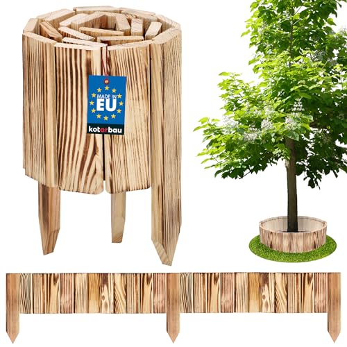 KOTARBAU Mini Clôture de Jardin en Bois Carbonisé 15 x 110 cm | Bordure de Pelouse | Palissade Anti-Rongeurs | Barrière pour Jardin