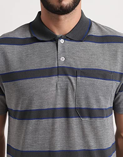 Image of INKKR Striped Men Polo Neck Half Sleeve T-Shirt