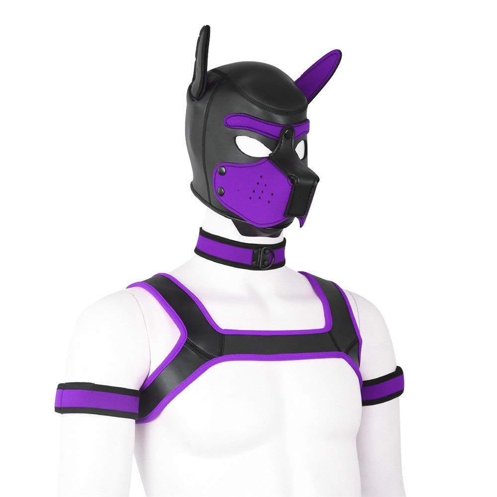 Cachorro Jugar Perro Bondage Capucha Máscara Cuello Brazalete Cosplay Fantasía Arnés Bondage Conjunto Sexy Juegos for Adultos Esclavo Cachorro Juego de Roles Parejas