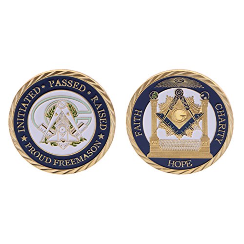 Preisvergleich Produktbild Yiyilam Gedenkmünze Freimaurer Silber Golden Faith Collection Kunst Geschenke Souvenir, Beste Wahl für Ihre Freunde als Weihnachten, Neujahr, Geburtstagsgeschenk