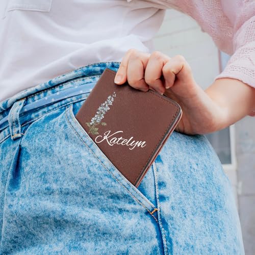 CALLIE Womens Wallet Personalized - Custom Birth Flower and Name on Leather Bifold Pocket Wallet - Mother's Day Gift for Women, Wife, Grandma4