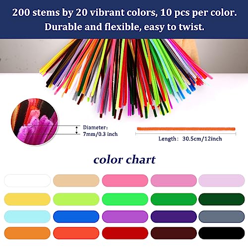 Image of Bundooraking 1000pcs Value Pack Craft Pipe Cleaners in 20 Colors,12in Pipe Cleaner Bulk, Soft & Flexible for Arts and Crafts, DIY Projects, Decorations