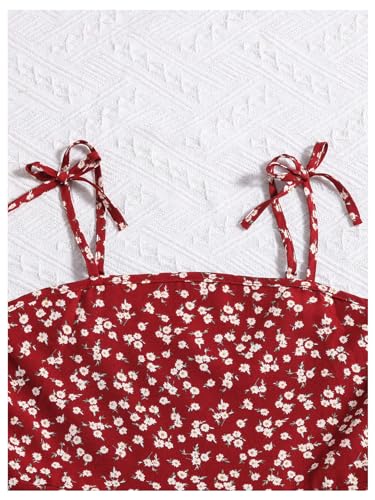 OYOANGLE Girl's Boho Ditsy Floral Print Tie Shoulder A Line Short Dress Vacation Holiday Dresses3