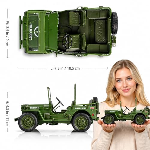 Image of Magicwand 1:18 Scale Die-Cast ⦗Willlys Tactical Jeeep⦘ with Openable Bonnet,Roof,Front Windscreen & Working Steering ⦗Pack of 1⦘